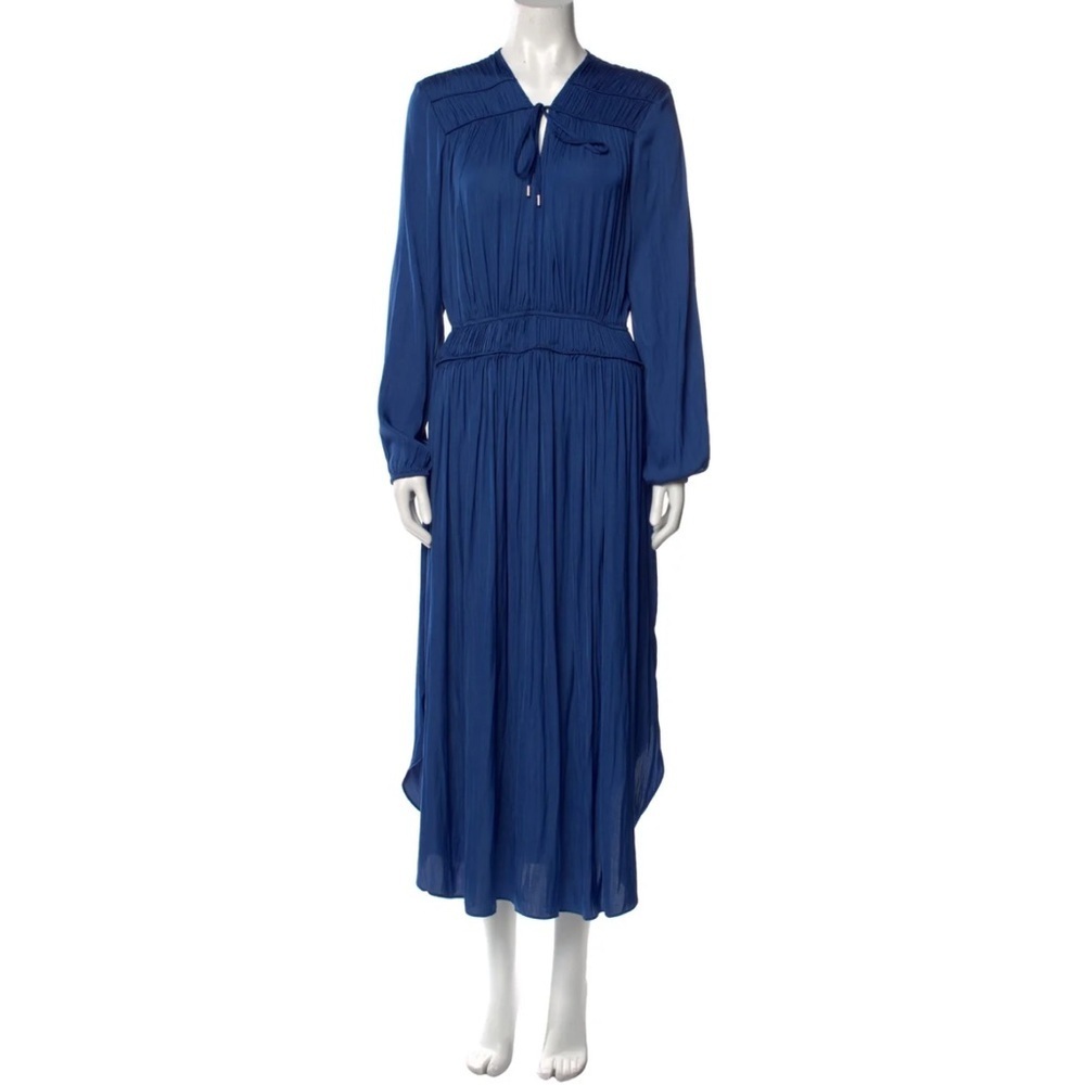 Joie long sleeve maxi silky dress boho style blue sz L